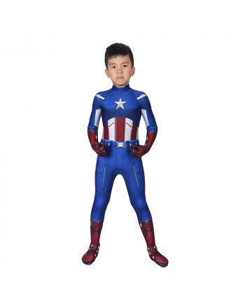 Captain America Costume Cosplay Suit Kids Steve Rogers The Avengers 3D Printed