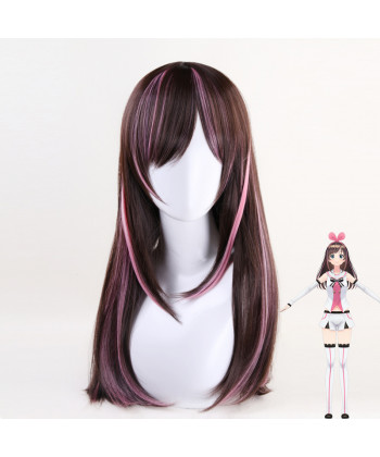 Kizuna AI Long Straight Brown Mixed Pink Cosplay Wig