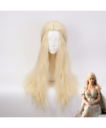 Game of Thrones Daenerys Targaryen Long Curly Milk Golden Cosplay Wig