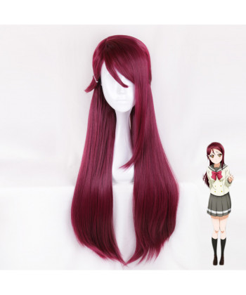 Love Live Sunshine Sakurauchi Riko Long Straight Wine Red Cosplay Wig