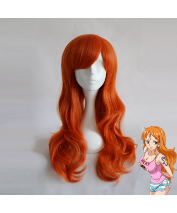 One Piece NaMi Long Wavy Orange Cosplay Wig