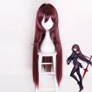 Fate Grand Order Scathach Long Straight Wine Red Cosplay Wig