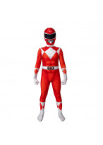 Red Ranger Costume Cosplay Suit Kids Mighty Morphin Power Rangers 