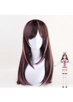 Kizuna AI Long Straight Brown Mixed Pink Cosplay Wig 