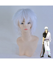Gintama Sakata Gintoki Short Curly White Cosplay Wig